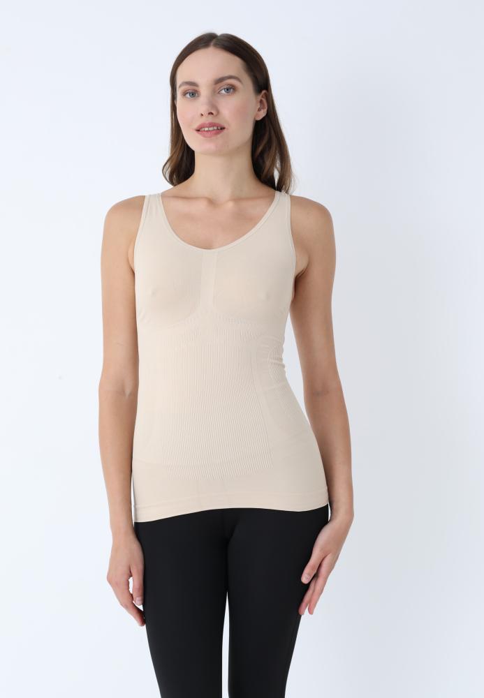 Maiou Modelator cu Bretele Late și Bandă din Silicon,Culoare Bej ,Engros